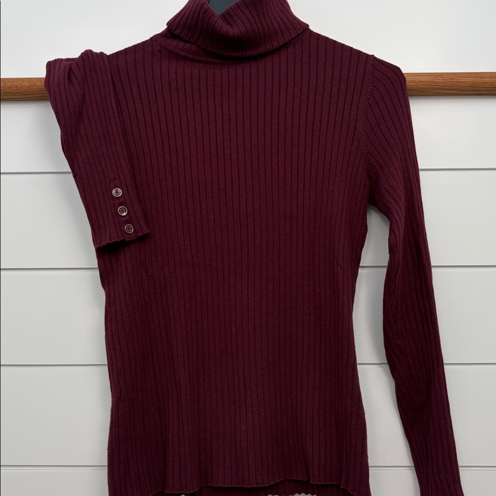 J. McLaughlin Deep burgundy Ribbed Turtleneck Sweater